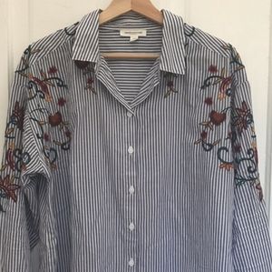 Beachlunchlounge Embroidered Striped Blouse